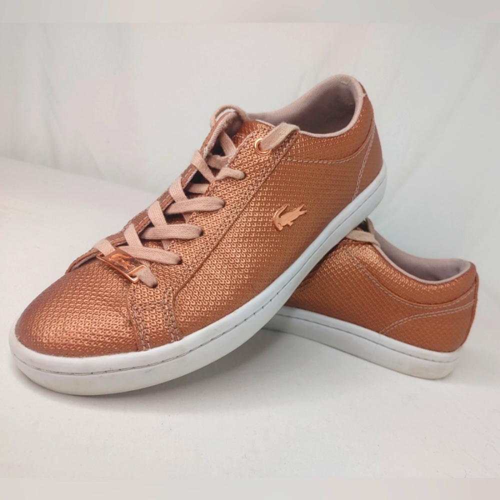 Women's Lacoste Casual Cushion Sneakers Rose Gold‎ Straight Set 318 Size 6 Shoes